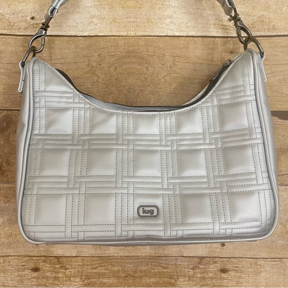 Lug Groove VL Satin Luxe Crossbody Bag w/ Two Straps - Metallic Silver NWOT - Picture 5 of 14